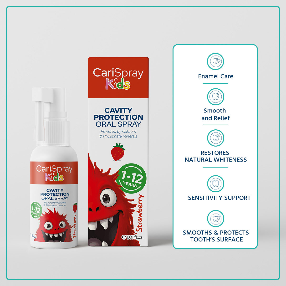 CariSpray Kids cavity protection spray in strawberry flavor