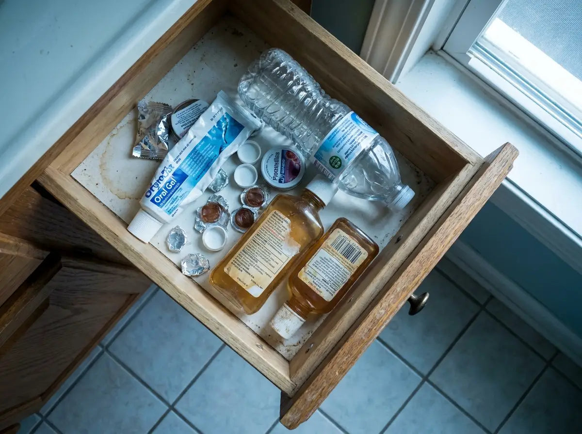 A drawer of dry-mouth products that failed to fix the real problem